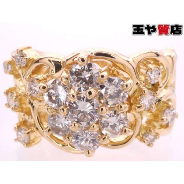 ダイヤ1.00ct デザインリング 13号K18YG イエローゴールド