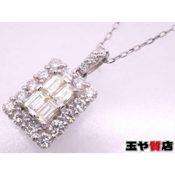 ダイヤ0.50ct スクエア風ペンダント ネックレス pt950 pt850 プラチナ
