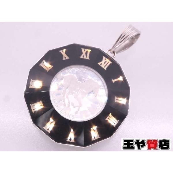 ツバルホース1/25オンス金貨 pt999 純プラチナ 枠K18WG ペンダントトップ プラチナ ホ...