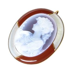 K18 シェルカメオ パール ダイヤモンド ブローチ ペンダント : 宝寿堂