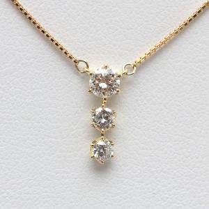 K18 トリロジーネックレス ダイヤモンド 0.309ct 0.110ct 0.104ct 40.5cm 18金 ゴールド 13962｜tamaya78