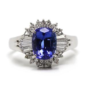 Pt900 天然ブルーサファイアリング 10号 約12.6g 4.34ct