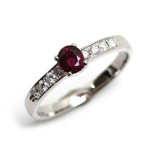 Pt900 プラチナ リング ルビー 0.27ct ダイヤモンド 0.12ct 取り巻き 
