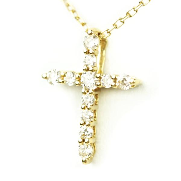 Ponte Vecchio ポンテヴェキオ K18 クロス 十字架 ゴールド ネックレス ダイヤモン...