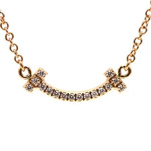 Tiffany&Co. ティファニー Tスマイル ミニ ネックレス ダイヤモンド K18PG 62617772 18金 ピンクゴールド 21868｜tamaya78