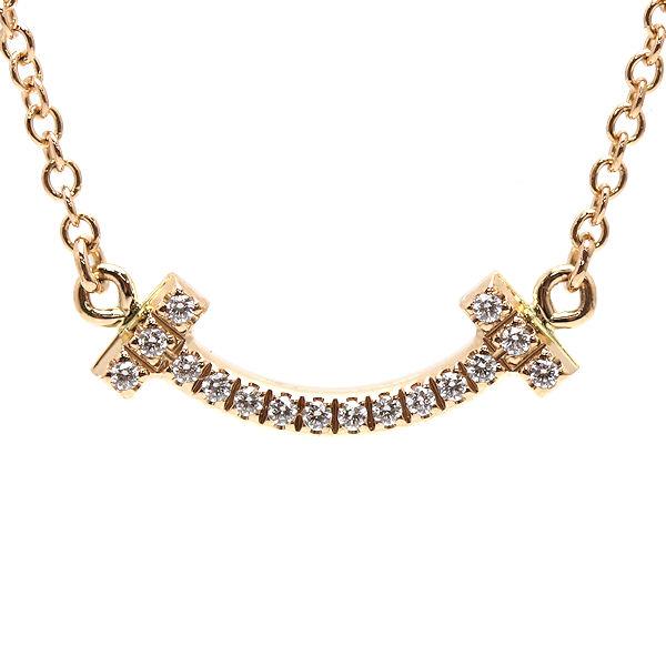 Tiffany&amp;Co. ティファニー Tスマイル ミニ ネックレス 約45cm ダイヤモンド K18...
