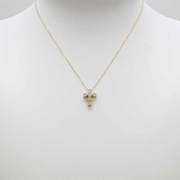ポンテヴェキオ ダイヤモンドネックレス 十字架 K18YG 18金 イエローゴールド 0.45ct ...