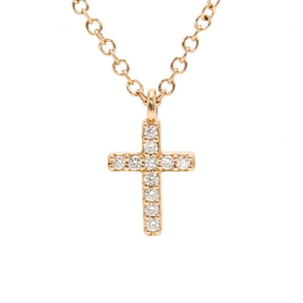 Tiffany&amp;Co. ティファニー メトロクロス ネックレス ダイヤモンド 約42cm K18PG...
