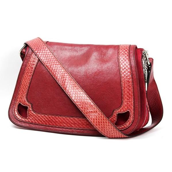 カルティエ マルチェロ ショルダーバッグ メッセンジャー スエード×パイソン革 赤 Cartier ...