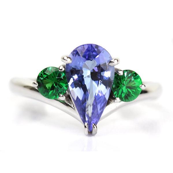 1.165ct タンザナイト グリーンガーネットリング 0.50ct Pt900 10.5号 指輪 ...