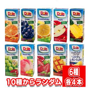 雪印メグミルク Dole 100％ジュース 200ml 10種からランダム6種 各4本 アソートセット｜tamon-store