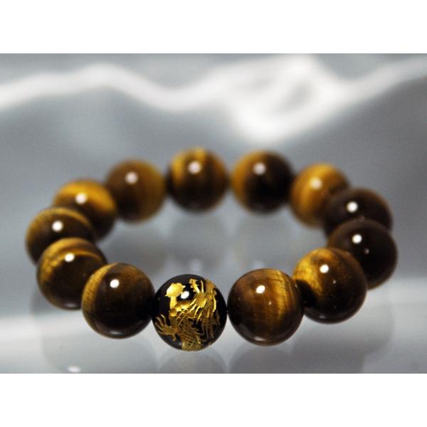 パワーストーン ブレスレット 天然石  AAAタイガーアイ16mm  ブラックオニキス(ブラックカル...