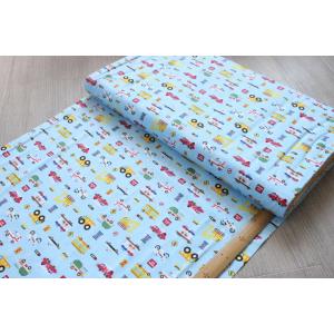 生地切り売り 子供柄 車(水色) 綿100% ...の詳細画像2