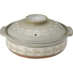 銀峯陶器 萬古焼 花三島 土鍋 5号 21051 一人用 電子レンジ・オーブン