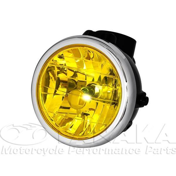 5Lモンキー・12Vゴリラ用　マルチカットリフレクターヘッドライト（ブラックケース・イエローレンズ）...