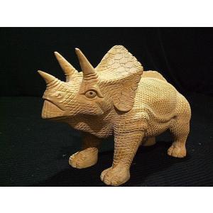 ティラノザウルス】 恐竜木彫り彫刻 全長58cm : 田中ソウケン - 通販