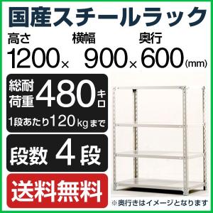 スチールラック スチール棚 高さ180×幅90×奥行45cm 4段 120kg/段 業務