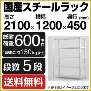 スチールラック スチール棚 高さ210×幅120×奥行45cm 5段 150kg/段 業務用 軽量棚 SOシリーズ｜tanasize