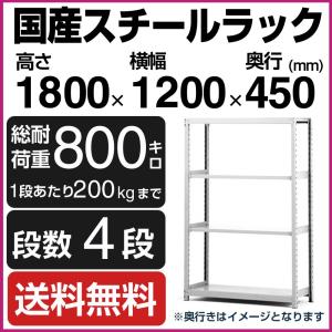 スチールラック スチール棚 高さ180×幅120×奥行45cm 4段 200kg/段 単体 業務用 軽中量棚 SOシリーズ｜tanasize