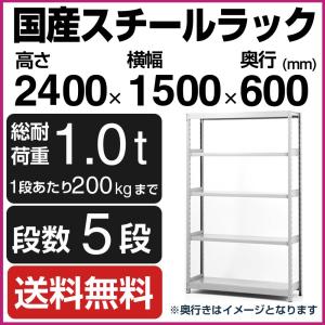 スチールラック スチール棚 高さ240×幅150×奥行60cm 5段 200kg/段 単体 業務用 軽中量棚 SOシリーズ｜tanasize