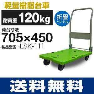 耐荷重120kg 手押し台車 LSK-111 （705mm×450mm/100φ車輪) ナンシン 樹脂運搬車 送料無料 代引・個人宅配達不可｜tanasize