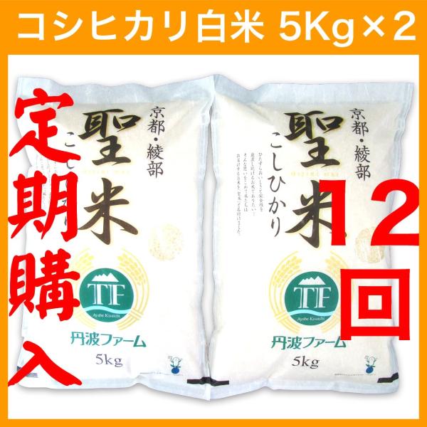 1回分お得！（定期購入12回）【令和5年産】コシヒカリ 100% 聖米5kg×2袋【白米】