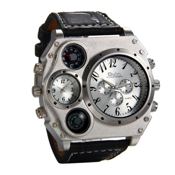 JewelryWe ファション メンズ 多機能 腕時計 数字文字盤 アナログ表示 レザーバンド スポ...