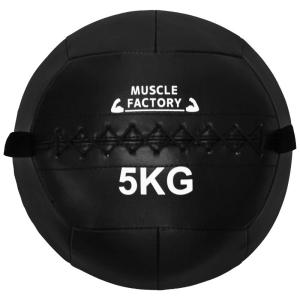 MUSCLE FACTORY メディシンボール 5kg ソフト トレーニング ボール ウエイトボール 体幹 筋トレ 器具 (ブラック)｜丹田商店2