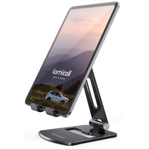 折り畳み式 タブレット スマホ 兼用 スタンド ホルダー 角度調整, Lomicall iPad用 stand : アルミ 合金製 卓上 縦