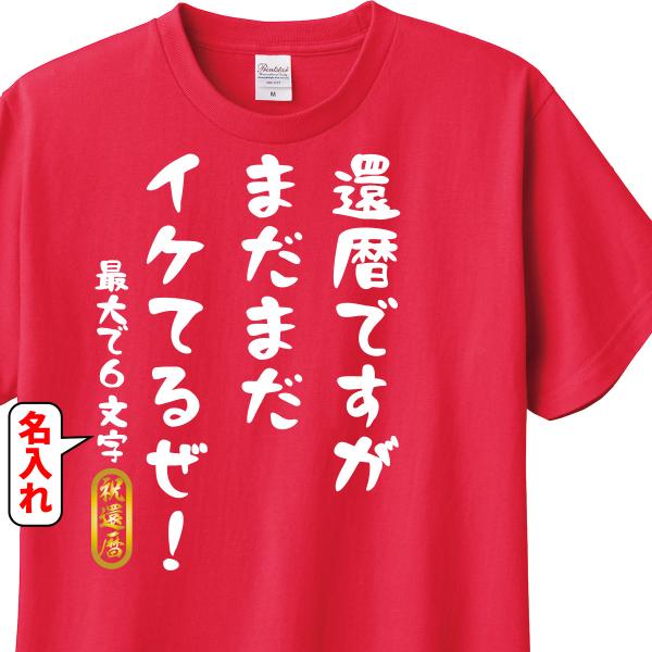 還暦祝い　Tシャツ　ロンT　ラッピング 対応　還暦ですがまだまだイケてるぜ　名入れ可能