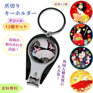 爪切り ネイルクリッパー キーホルダー 携帯用 ネイル用品 和風柄 舞妓
