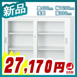 ガラス引戸書庫 33タイプ 浅型 キャビネット 書庫 収納 完成品 戸棚 書棚 新品 オフィス家具市場オリジナル製:HCB-TSシリーズ