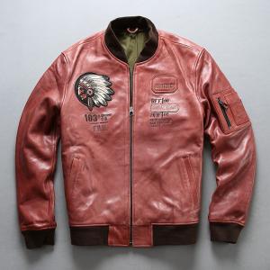 フライトジャケット　ラム革ジャケット　本革ジャケット　羊革　レザージャケット　刺繍　革ジャン　メンズ