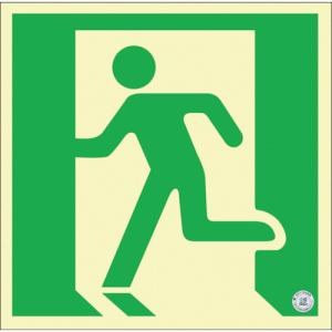 日本緑十字社 中輝度蓄光式避難口誘導標識 TSN860 150mm角 068032