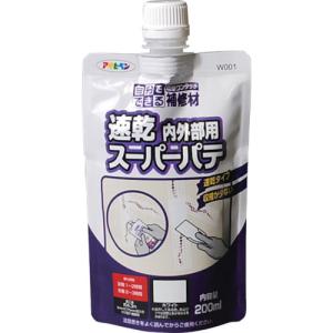 アサヒペン　ワンタッチタイプ　速乾内外部用スーパーパテ　２００ｍｌ　ホワイト　３１０８３５　１個