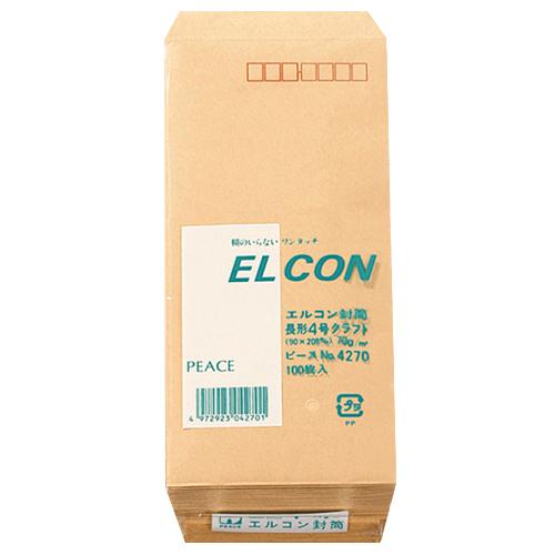 高春堂　ピース　Ｒ４０再生紙クラフト封筒　テープのり付　長４　７０ｇ／ｍ2　〒枠あり　４２７０　１パ...