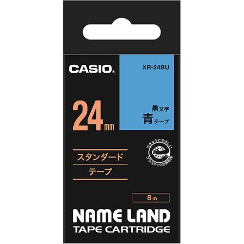 カシオ　ＮＡＭＥ　ＬＡＮＤ　スタンダードテープ　２４ｍｍ×８ｍ　青／黒文字　ＸＲ−２４ＢＵ　１個