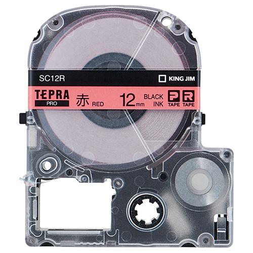 キングジム　テプラ　ＰＲＯ　テープカートリッジ　パステル　１２ｍｍ　赤／黒文字　ＳＣ１２Ｒ　１個