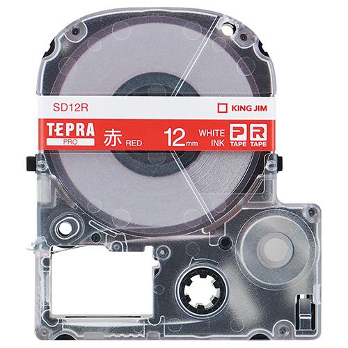 キングジム　テプラ　ＰＲＯ　テープカートリッジ　ビビッド　１２ｍｍ　赤／白文字　ＳＤ１２Ｒ　１個