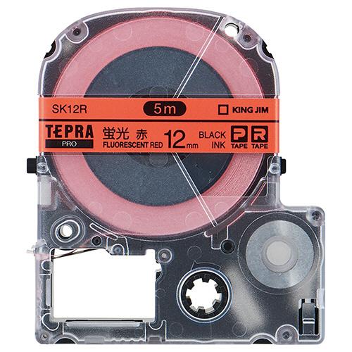 キングジム　テプラ　ＰＲＯ　テープカートリッジ　１２ｍｍ　蛍光レッド／黒文字　ＳＫ１２Ｒ　１個