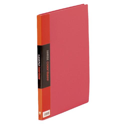 クリアーファイル　カラーベース　Ａ４タテ　２０ポケット　背幅１４ｍｍ　赤　１３２Ｃ−Ｒ　１冊