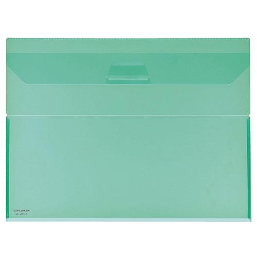 コクヨ　クリヤーホルダー（キャリー）　Ａ４　緑　フタ付　マチあり　フ−７７０Ｇ　１枚