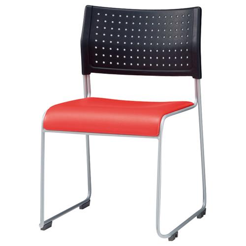 アイリスチトセ　スタッキングチェア　パッド座タイプ　レッド　ＡＳＬ−１１０ＰＶ−Ｒ　１脚