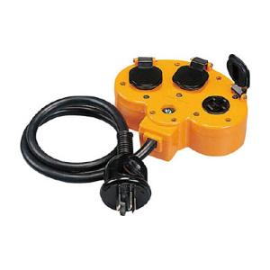 日動工業 防雨型シングルコンセント 三相200V延長コード 4芯 アース付