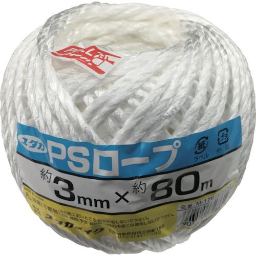 ユタカメイク　荷造り紐　ＰＳロープ玉巻　３ｍｍ×８０ｍ　ホワイト　Ｍ１７６　１巻（直送）