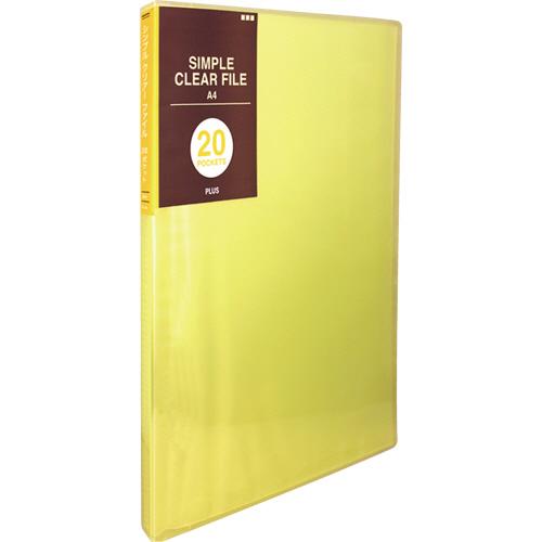 プラス　シンプルクリアーファイル　Ａ４タテ　２０ポケット　背幅１０ｍｍ　イエロー　ＦＣ−２２０ＳＣ　...