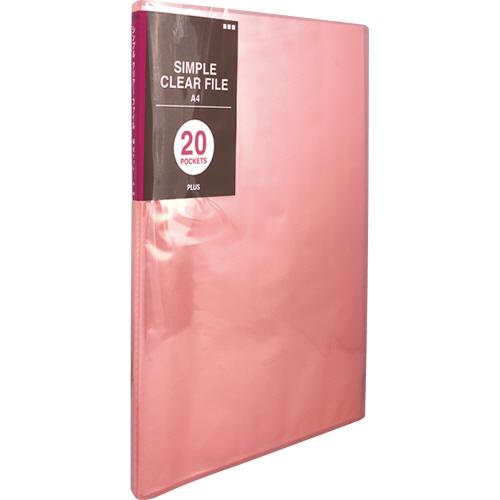 プラス　シンプルクリアーファイル　Ａ４タテ　２０ポケット　背幅１０ｍｍ　ピンク　ＦＣ−２２０ＳＣ　１...