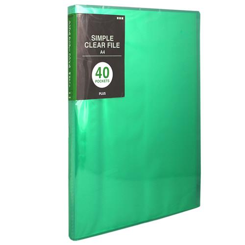 プラス　シンプルクリアーファイル　Ａ４タテ　４０ポケット　背幅２０ｍｍ　グリーン　ＦＣ−２４０ＳＣ　...