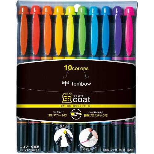 トンボ鉛筆　蛍光マーカー蛍ＣＯＡＴ　１０色（各色１本）　ＷＡ−ＴＣ１０Ｃ　１パック （お取寄せ品）