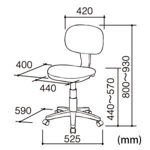OAチェア ローバック 布 肘なし グレー O...の詳細画像1